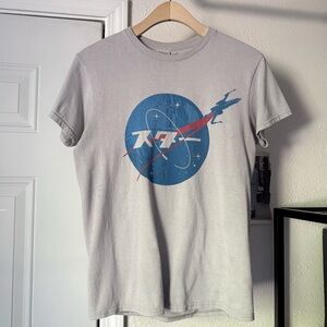 POPKILLER grey nasa space graphic short sleeve crew neck cotton tee t-shirt